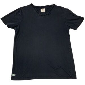 Lacoste Blue black Short Sleeve Distressed Look Tee shirt large vintage pajamas